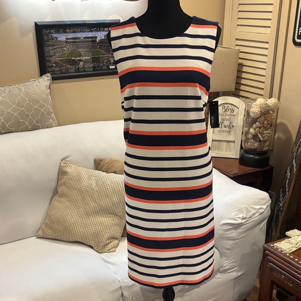 Striped Sleeveless Dress - Navy, Red, and White